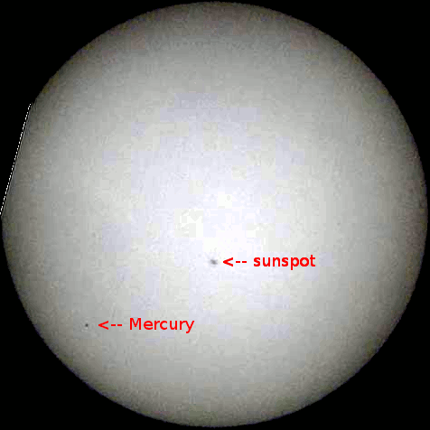 Animation of the 2003 transit of Mercury