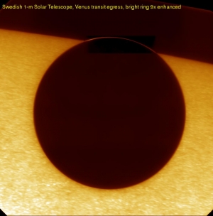 Image of Venus leaving the disk of the Sun, from the Swedish 1 metre Solar Telescope on the 8th of June 2004