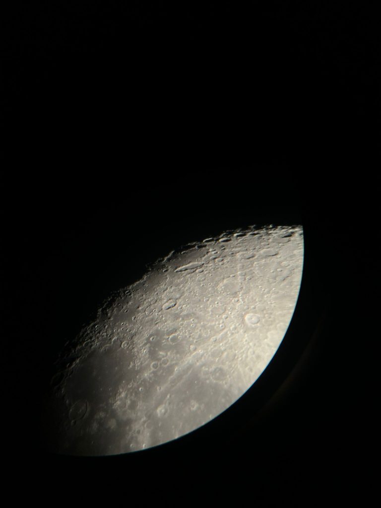 The moon taken by Amy Charles, one of our visitors at the eyepiece at our public stargazing using the 30" telescope. 28 February 2026.